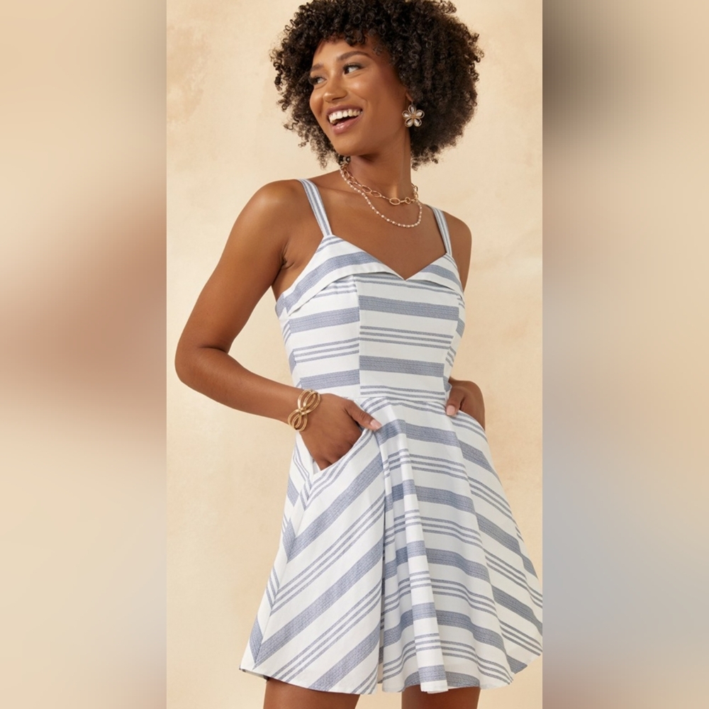 Striped Blue and White Dress  Junior Size Large